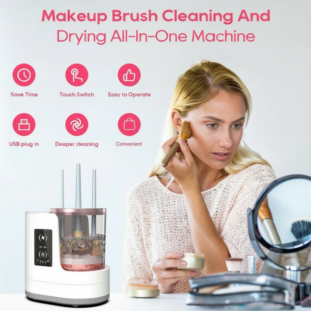 Valentine'S Day Gift, a Ladies' Exclusive Electric Makeup Brush Cleaner, a Cleaning Tool for Makeup Brushes and Foundation.